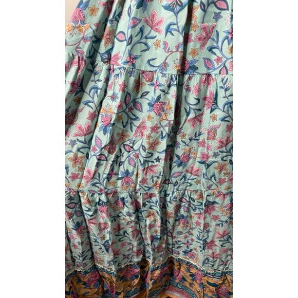 Saints & Hearts Midi Dress Womens Size L Floral Paisley Mixed Print Boho Flowy - Picture 12 of 15